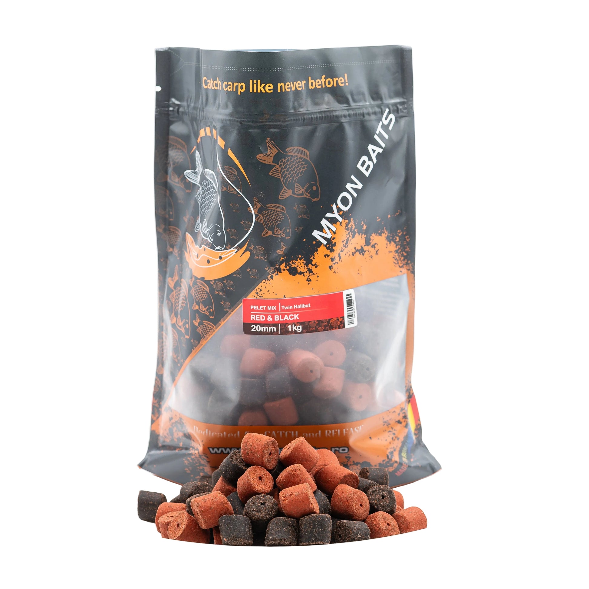 Pelet Mix Twin Halibut 20 mm – Red & Black - Myon Baits