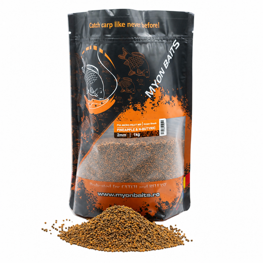 PVA Micro Pelet Mix Green Shock 2 mm – Pineapple & N-Butyric - Myon Baits