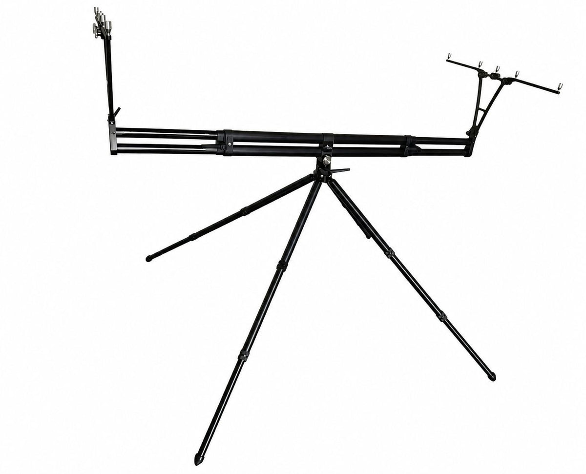 Rod Pod East Shark Premium Biturbo Full Black - Profil Lateral Bitubular Extins