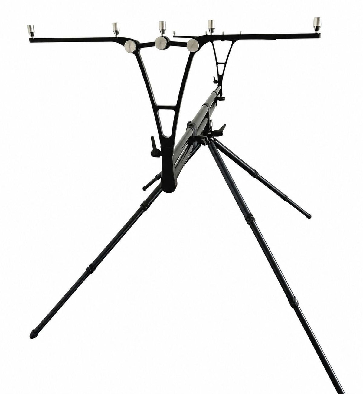 Rod Pod East Shark Premium Biturbo Full Black - Perspectiva Unghi Jos Ansamblu Complet